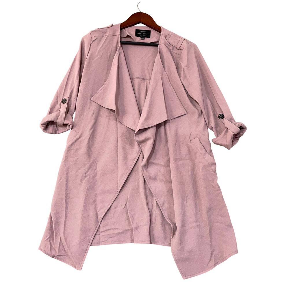 Haute Monde Women's S Pink Waterfall Duster Jacket Polyester Spandex